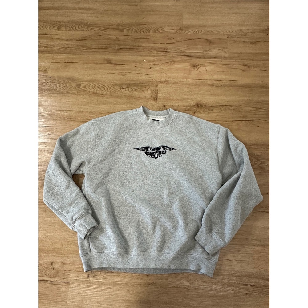 Harley Davidson Originals Mens Large Gray Embroidered Logo Crewneck Sweatshirt